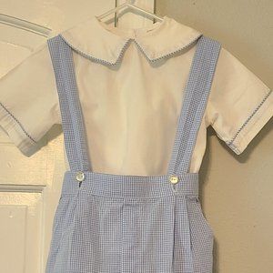 Toddler Boys Vintage Style Outfit, Suspenders, peter pan collar